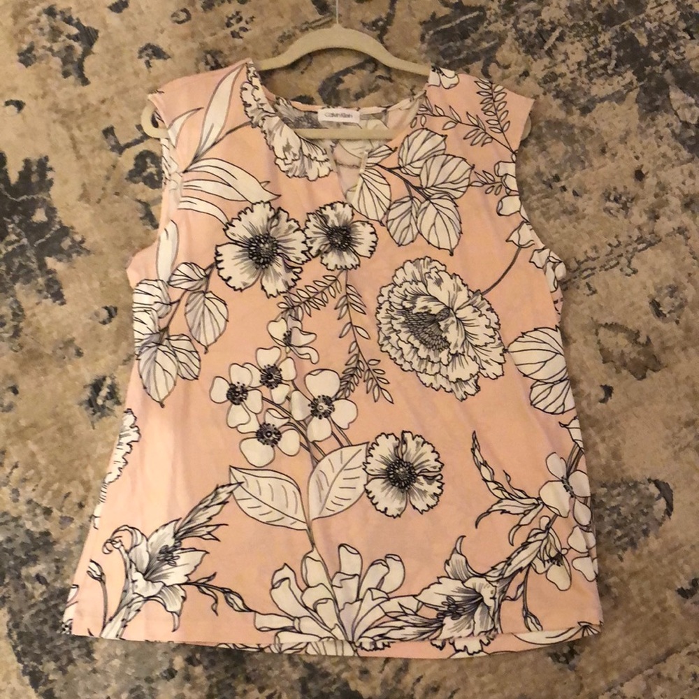 Cap sleeve pink/black top  Calvin Klein